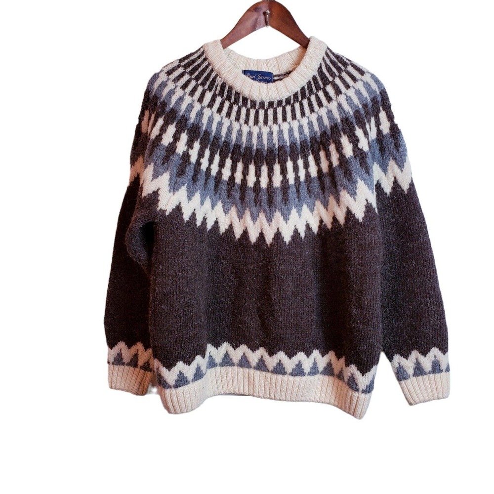 Paul James England Womens Mens Sweater 100% Pure Wool Sweater  Medium Vintage